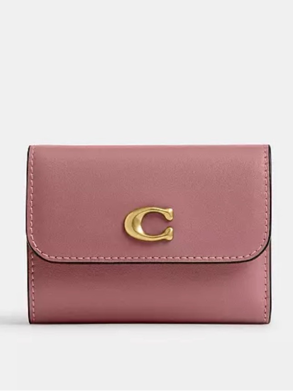 Coach Rose Pink Leather Small Wallet with Gold C Hardware